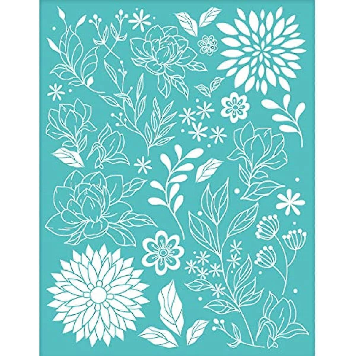 2pcs Silk Screen Printing Stencil Flower Pattern Silk Mesh Transfers Stencils Self-Adhesive Reusable Sign Stencils for Painting on Wood DIY T-Shirts
