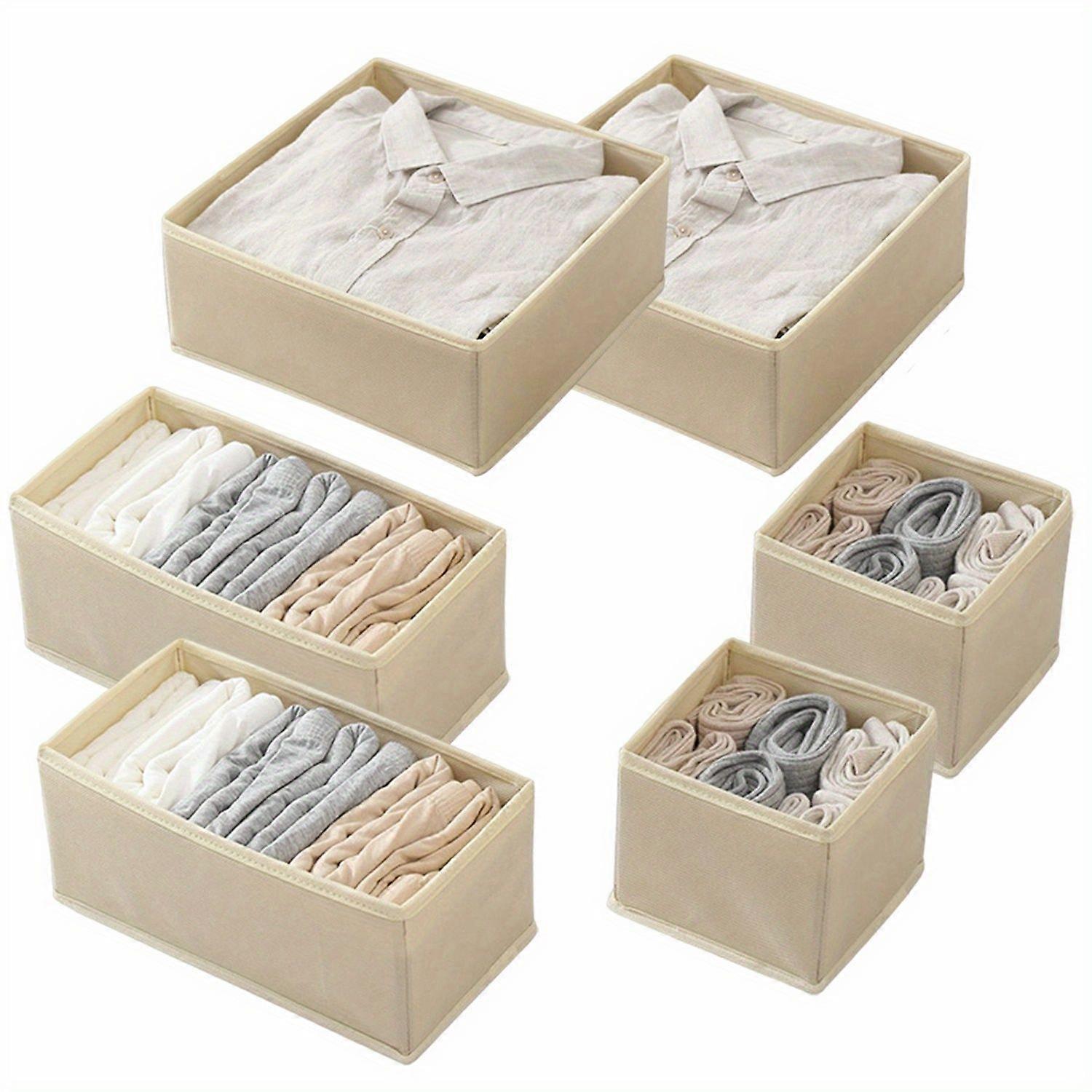 6st tyglådeorganisatörer - Utrymmesbesparande garderobsförvaringslösning för kläder, hopfällbara byrålådor med enkel åtkomst - perfekt för kläder, under