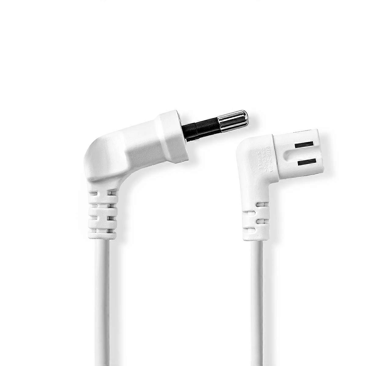 Power Cable | Euro Man | IEC-320-C7 | Angled | Angled Left | Nickel Plated | 2.00 m | Flat | P