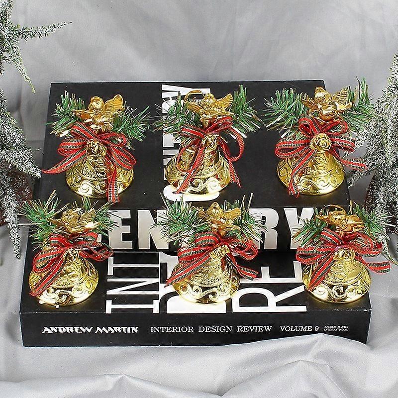 6 pieces 9*8.5cm Christmas bell pendant Christmas gold bell Christmas tree pendant decorations Hol