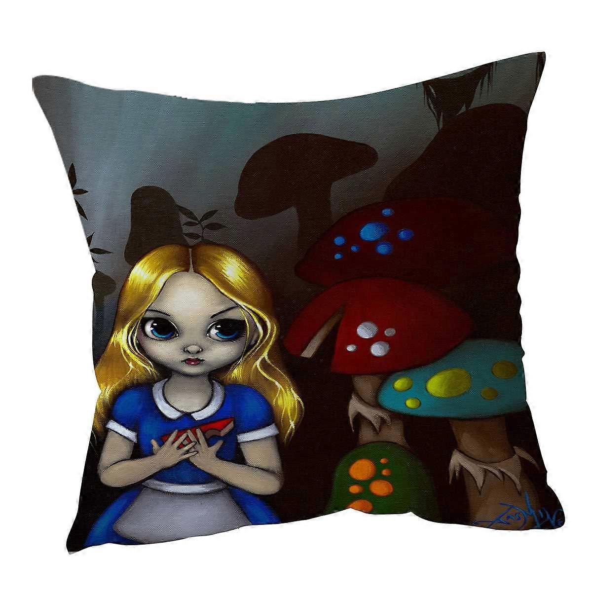 Alice and the Mushrooms Cushion Cover