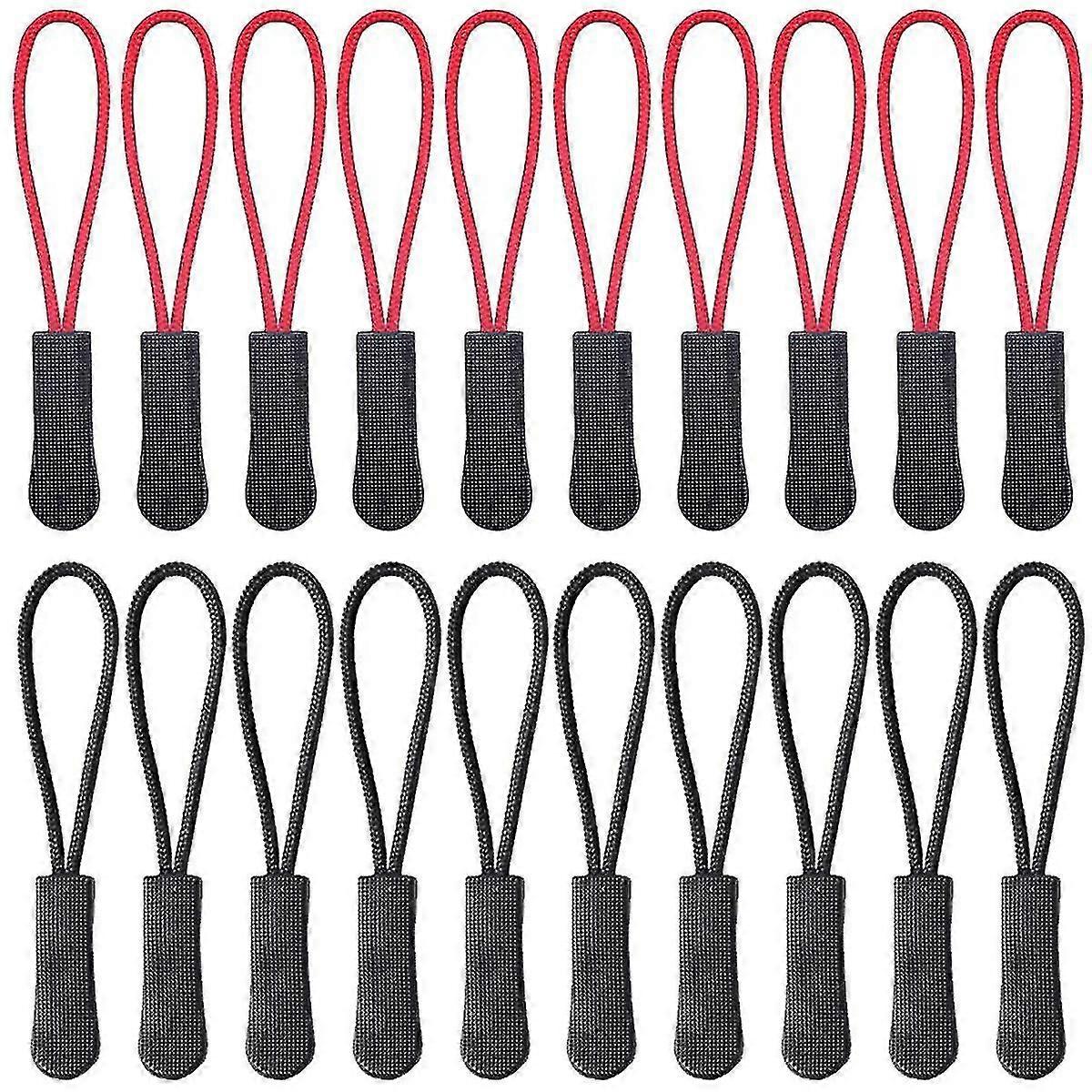 20 Pcs Zipper Pull Zip Tags Cord Pulls Zipper Extension (black)