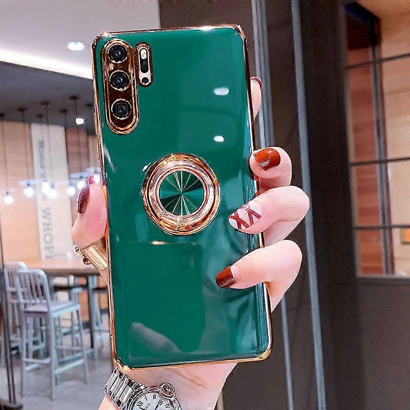 Apply to Luxury Plating Silicone Case For Huawei P30 Pro P20 Mate 20 P40 Honor 20 30 Pro Nova 5T Phone Soft Magnet Cover With Ring Holder