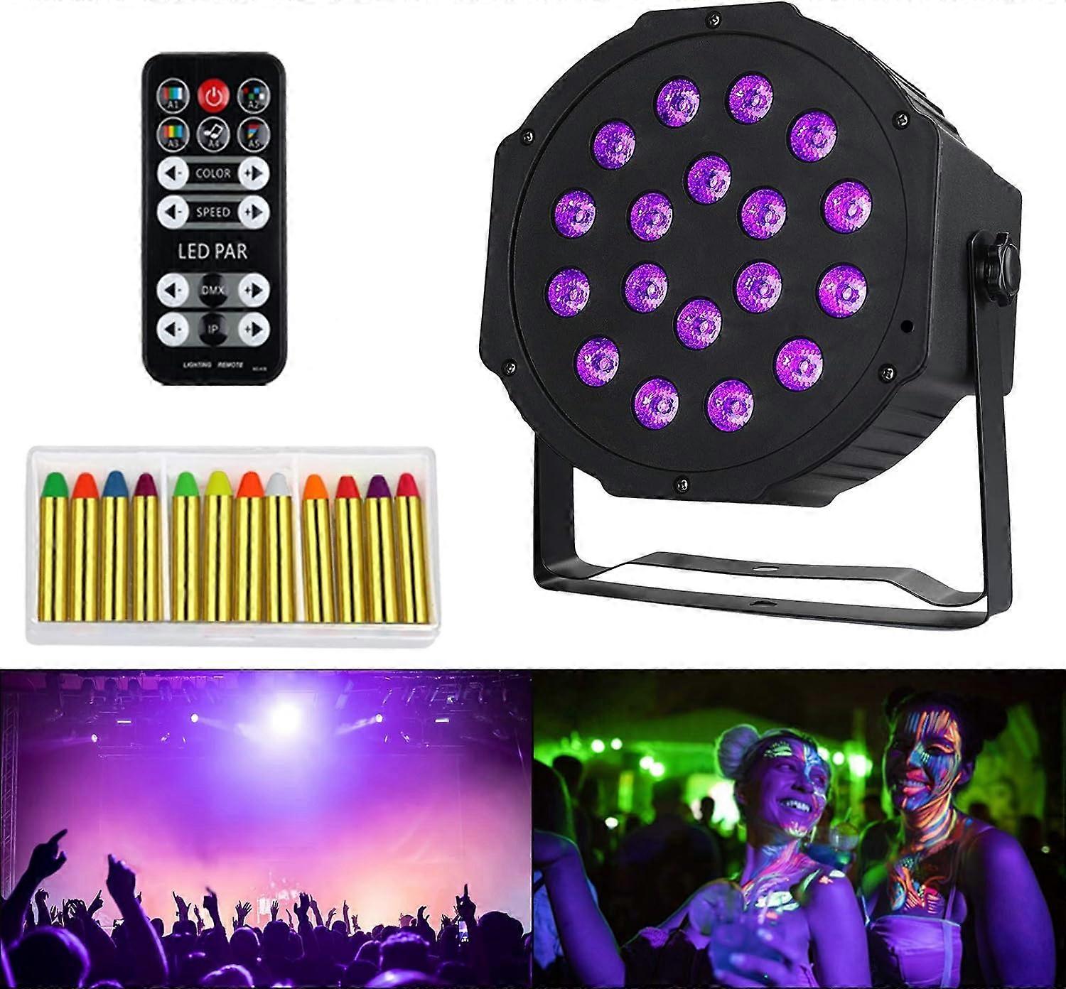 UV Black Light Light 18LEDs 12PCS Stage Light 5 Mode Projector Remote Control Purple Light