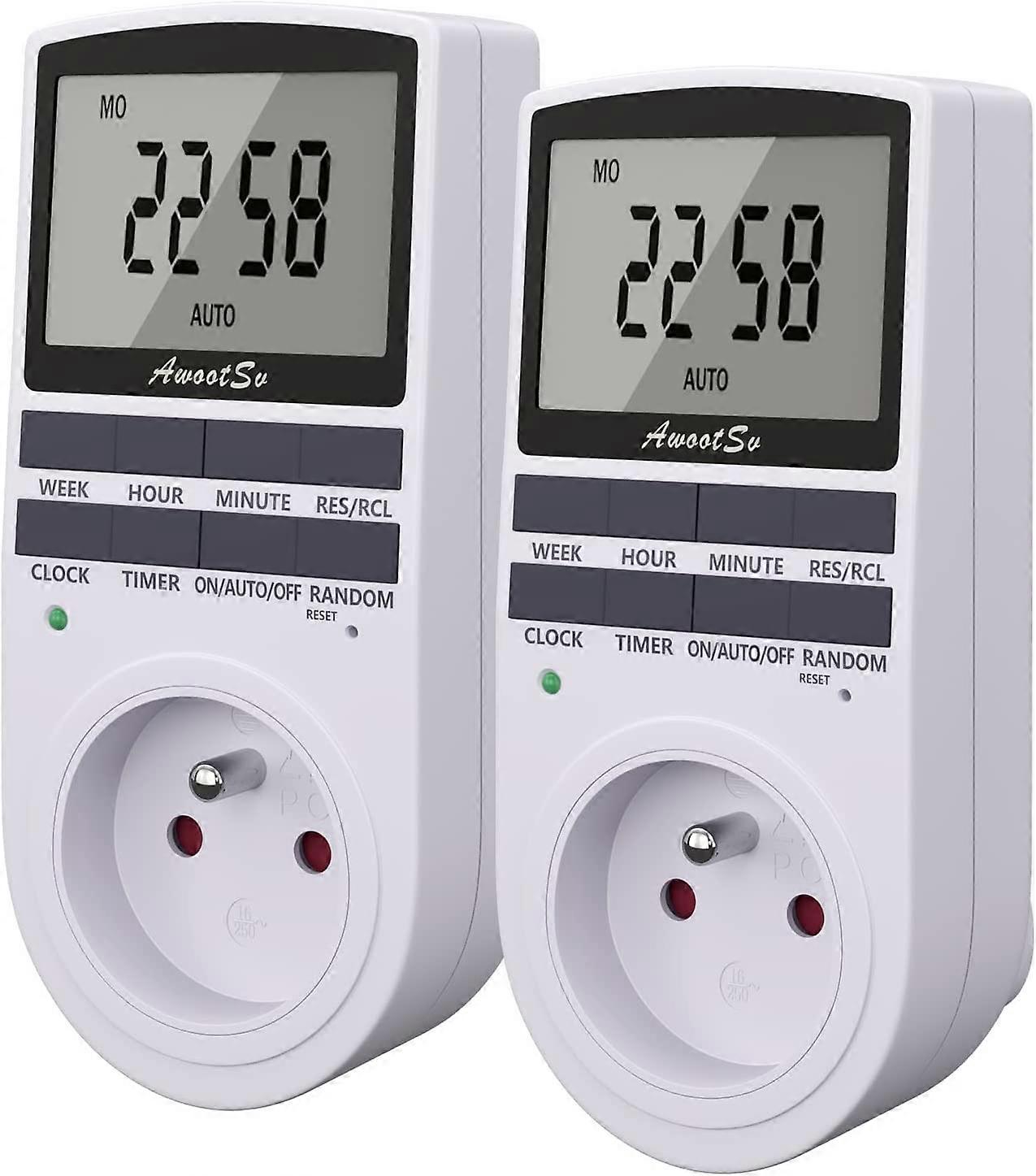 Proable Digital Timer Daily/Weekly Digital Power Outlet Proator With Lcd Display And Random Mode (2 Pack)