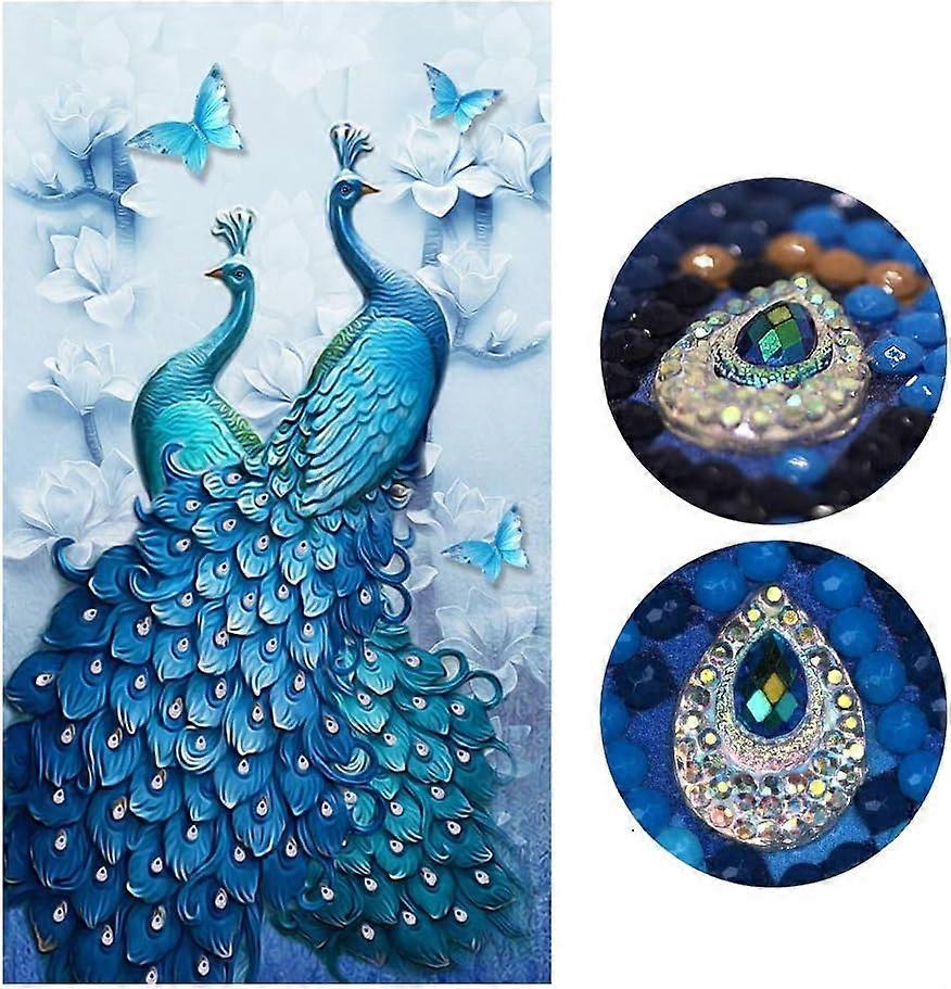 2025,5D Diamond Painting Kit, DIY Peacock Pattern, Handmade Adhesive Picture with Digital Sets