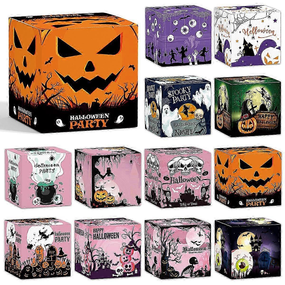 18 Pieces Halloween Treat Boxes Halloween Trick or Treat Candy Boxes Halloween Gift Boxes Halloween Party Favor Boxes for Cookie Goodie Candy Sweet