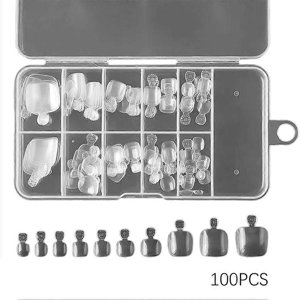 100pcs Fake Toenails Short Paragraph Press On Toenails Full Coverage Artificial Nails for Home Salon