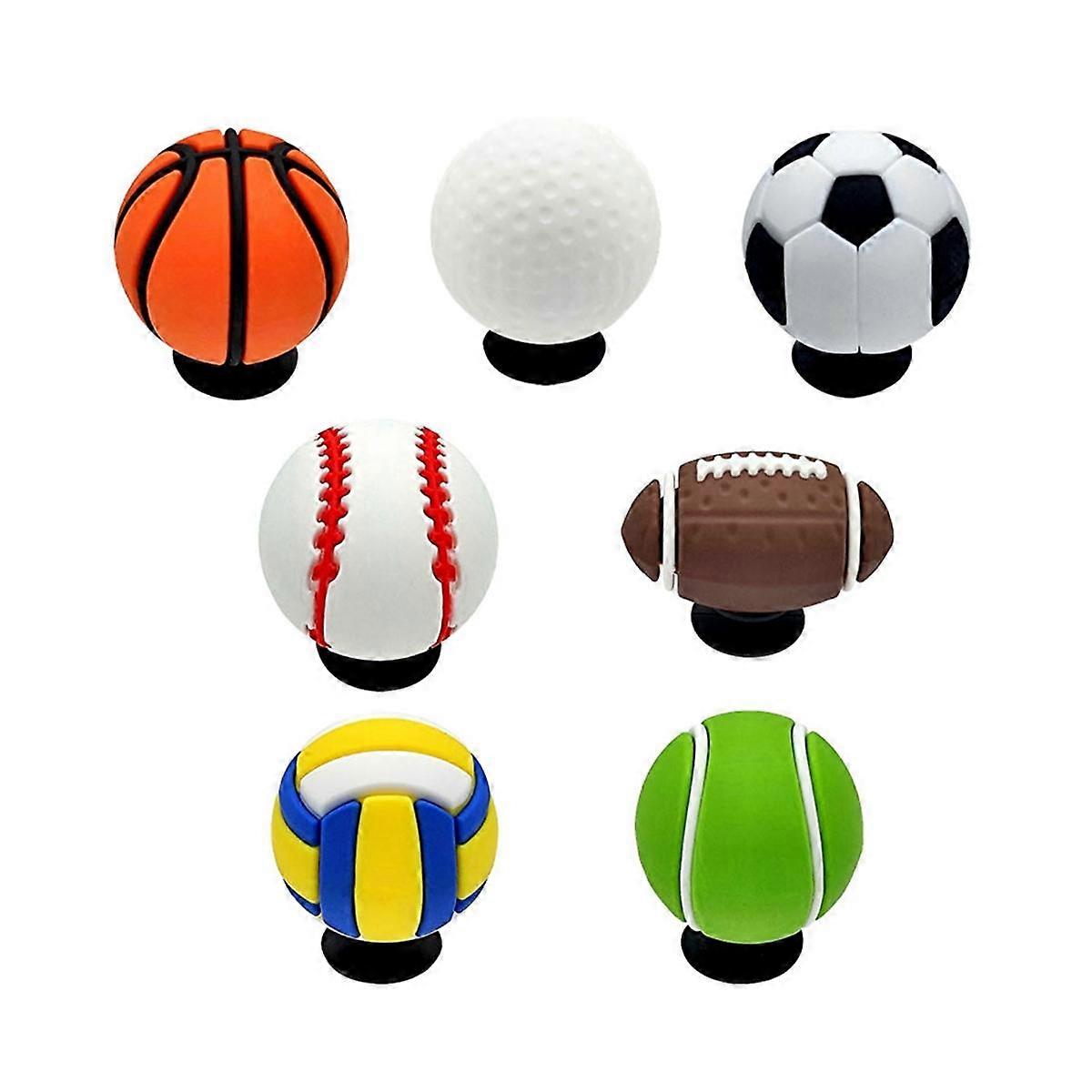 7PCS Mini 3D Ball Hole Shoe Charms DIY Matching Shoe Decoration Golf Tennis Softball Fit Clogs Sand