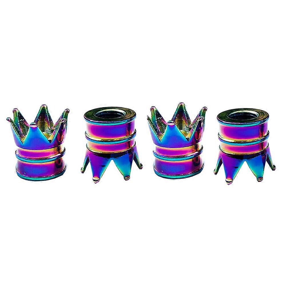 4X Aluminum Neon Color Crown Car Wheel Tire Valve Stem Cap Tyre Air Anti Dust Caps
