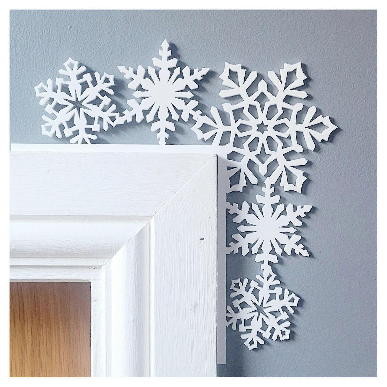 Snowman Snowflake Door Corner Sign Chic Door Corner Decor Frame Sign for Home Inside Fireplace Decoration