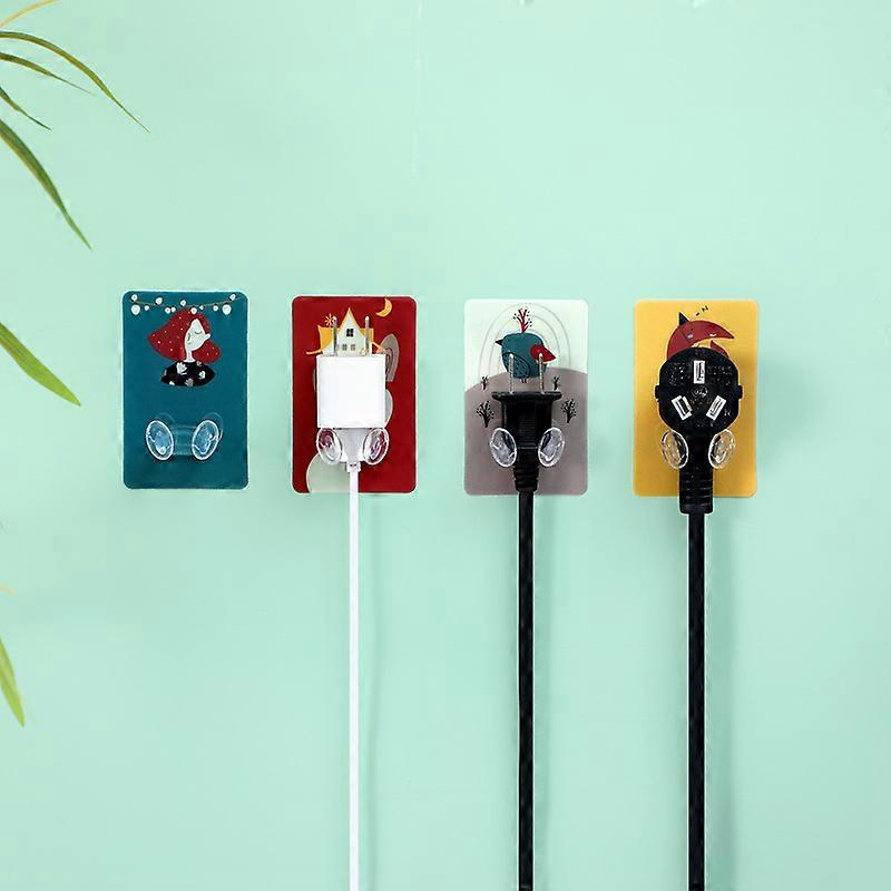 10pcs Plug Hook Punch-free Self Adhesive Power Plug Wall Holder Storage Rack