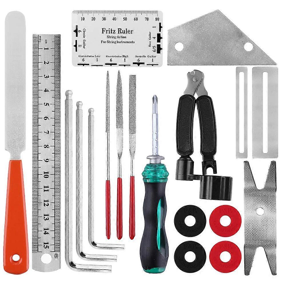 Guitar Repair Maintenance Cleaning Tools Kit 3 in 1 Guitar String Winder Cutter Pin Puller Guitar Fret Rocker Leveling File Kit