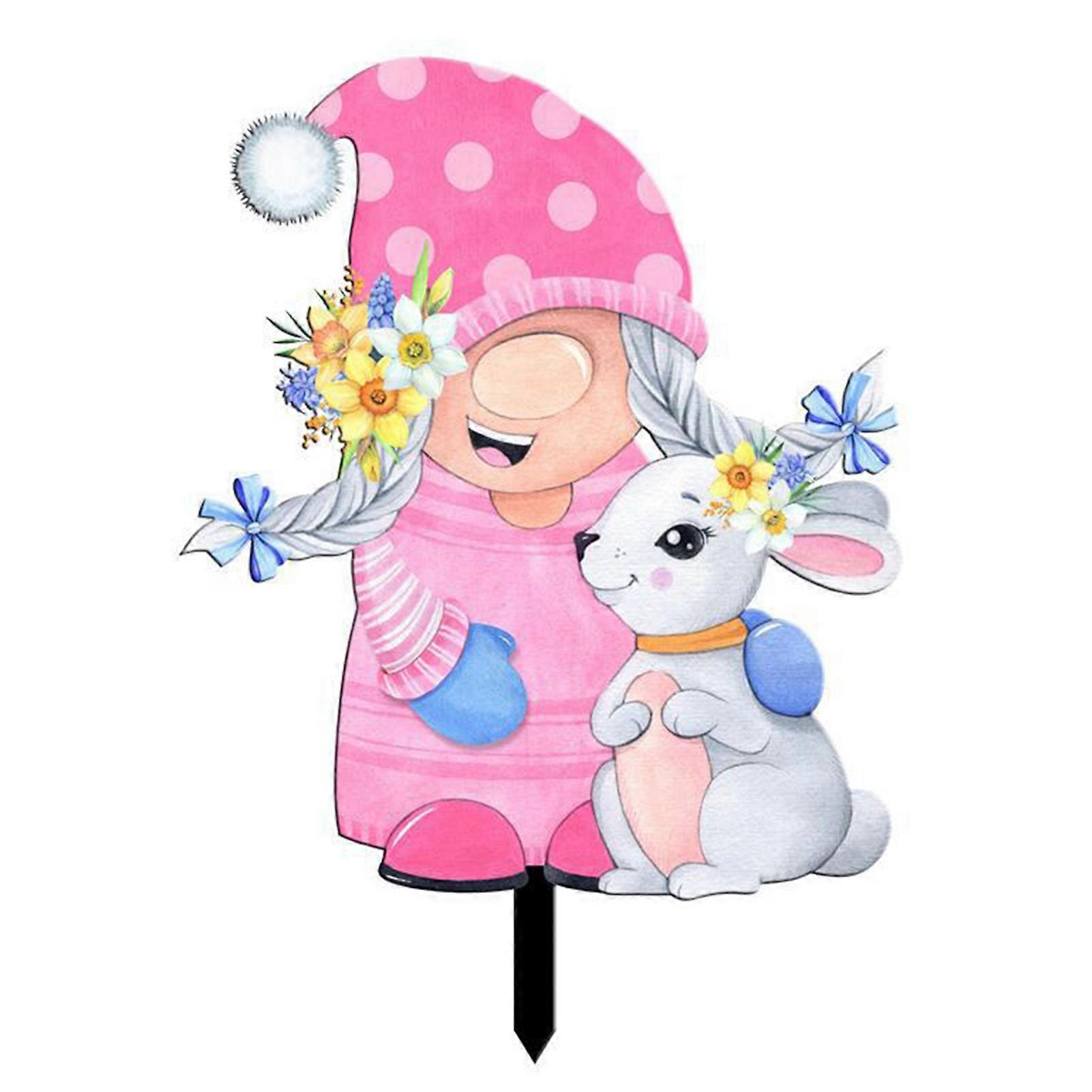 Easter Gnomes Bunny Yard Signs Easy to Install Fadeless Gnomes Yard Signs for Outdoor Patio Yard Lawn Garden