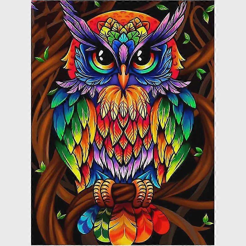 Frameless Artificial Diamond Painting Kits, Allover Round Rhinestone Owl Diy Handmade Painting