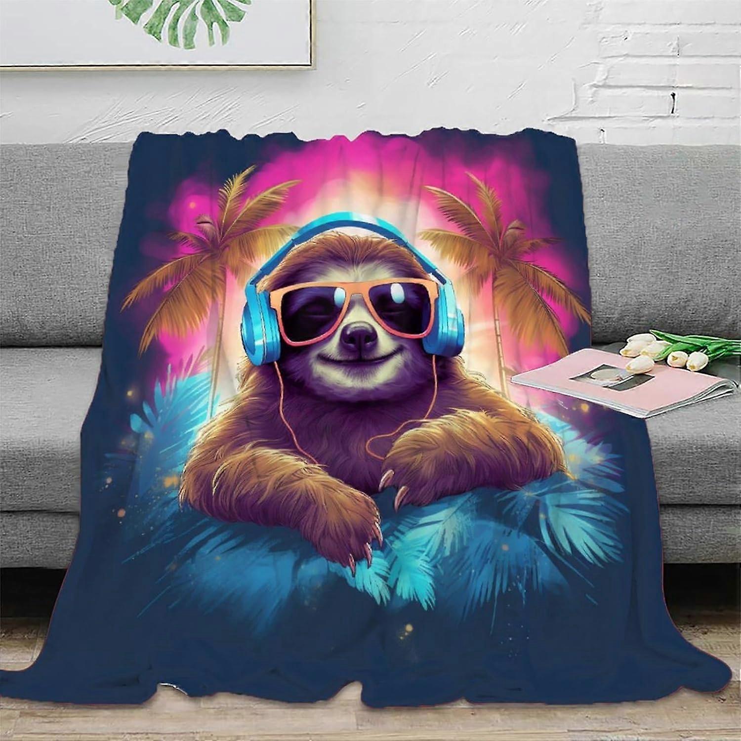 Sloth Mode Tecknad Tryckt Filt Fleece Kasta Filt Mjuk Mysig Picknick Filt för sängkläder Soffa Sovrum Filtar Vardagsrum Inredning-ASDF274