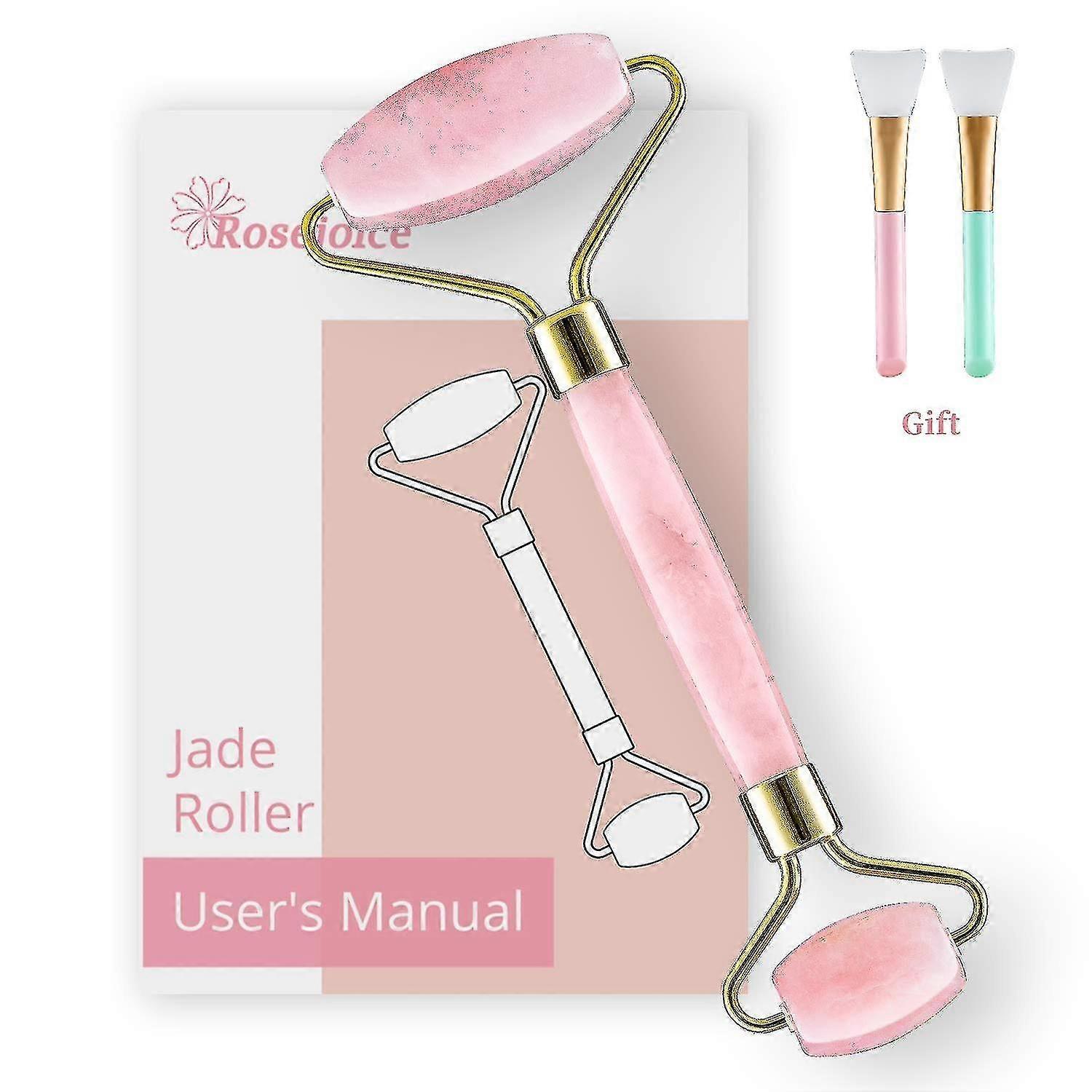 Pink Rose Quartz Jade Roller For Face-natural Handmade-crafted Facial Massager Skin Tool For Anti Aging Skincare