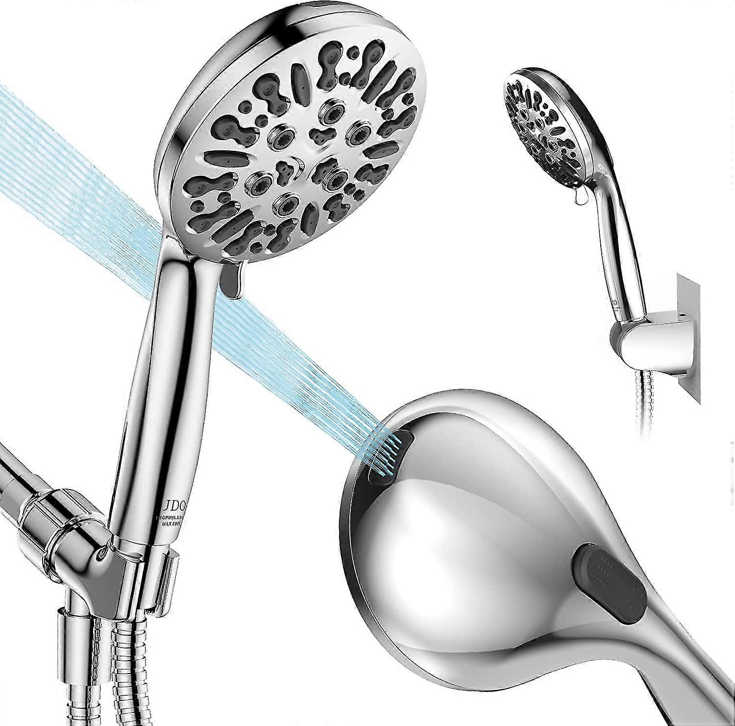 High Pressure Shower Head, 8 Modes Shower Head With Handheld, Power Wash To Clean Bathroom, 4.7" Rain Showerhead With 60 Inches Extra Long Hose, Adjus