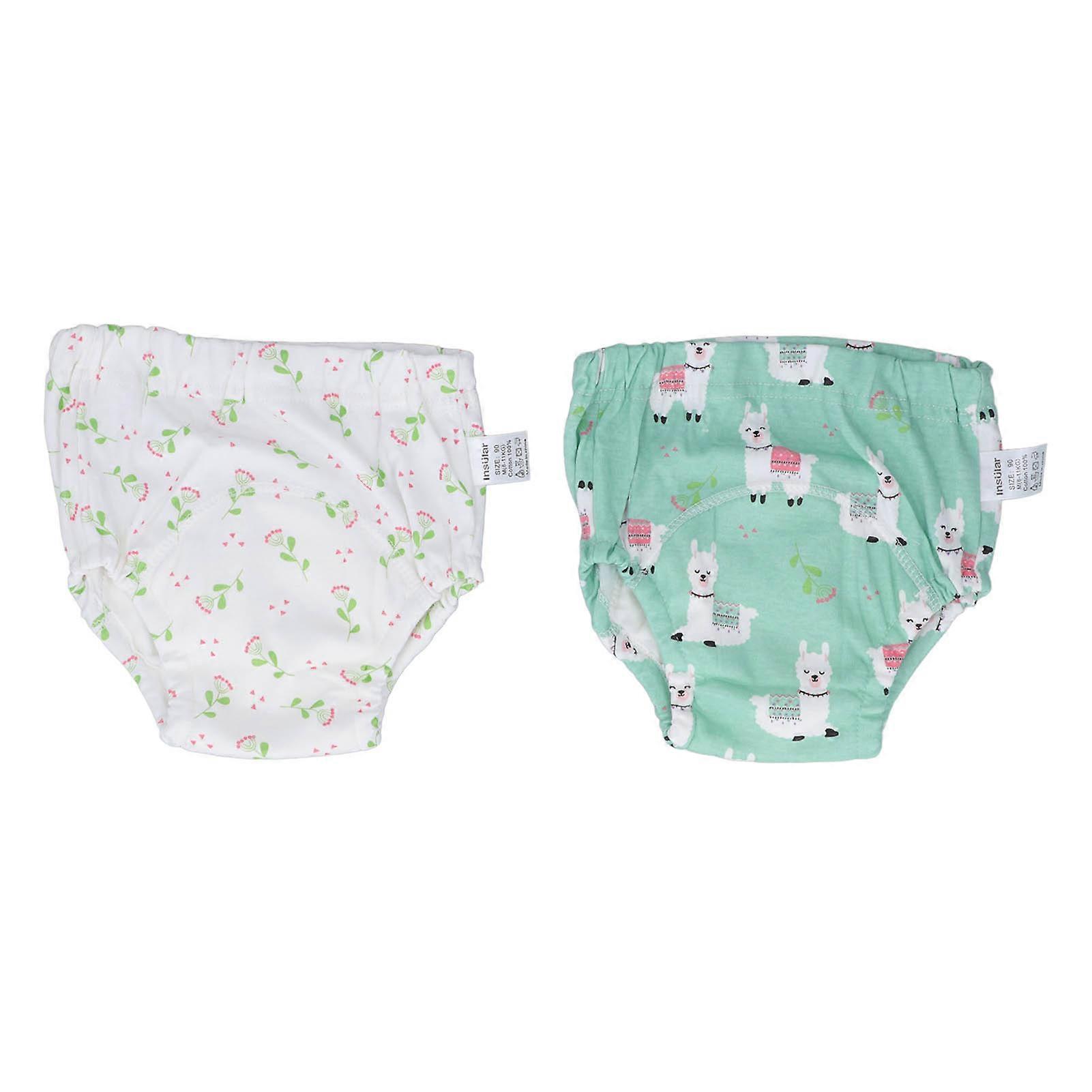 2 Pcs Toddler Training Pant Cotton Strong Absorbent Washable Reusable Elastic Baby Training Underwear Alpaca Pattern