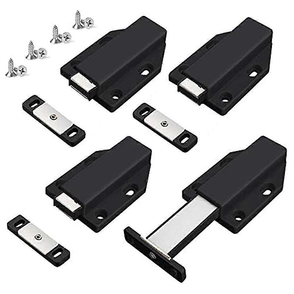 Push Latch Heavy Duty 4 Pack Push To Open Cabinet Hardware Magnetic Contact Latches For Large Door Push Black