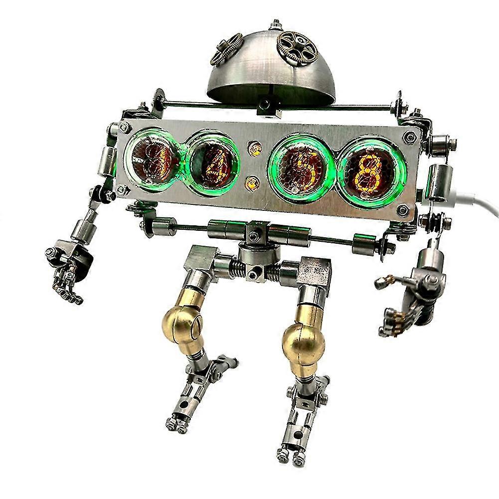 Retro Glow Tube Robot Clock Handmade Handicraft Suitable For Bedroom Bar Restaurant Coffee Shop Dec