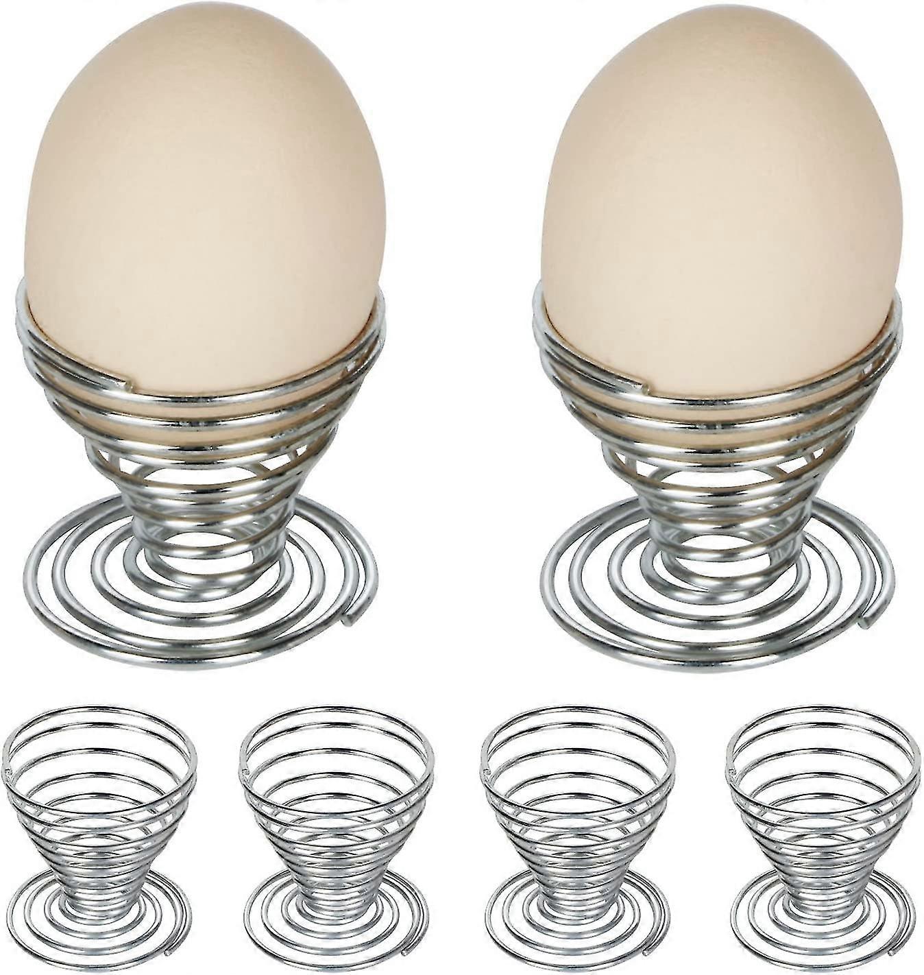 6 X Stainless Steel Wire Spring Spiral Egg Cups