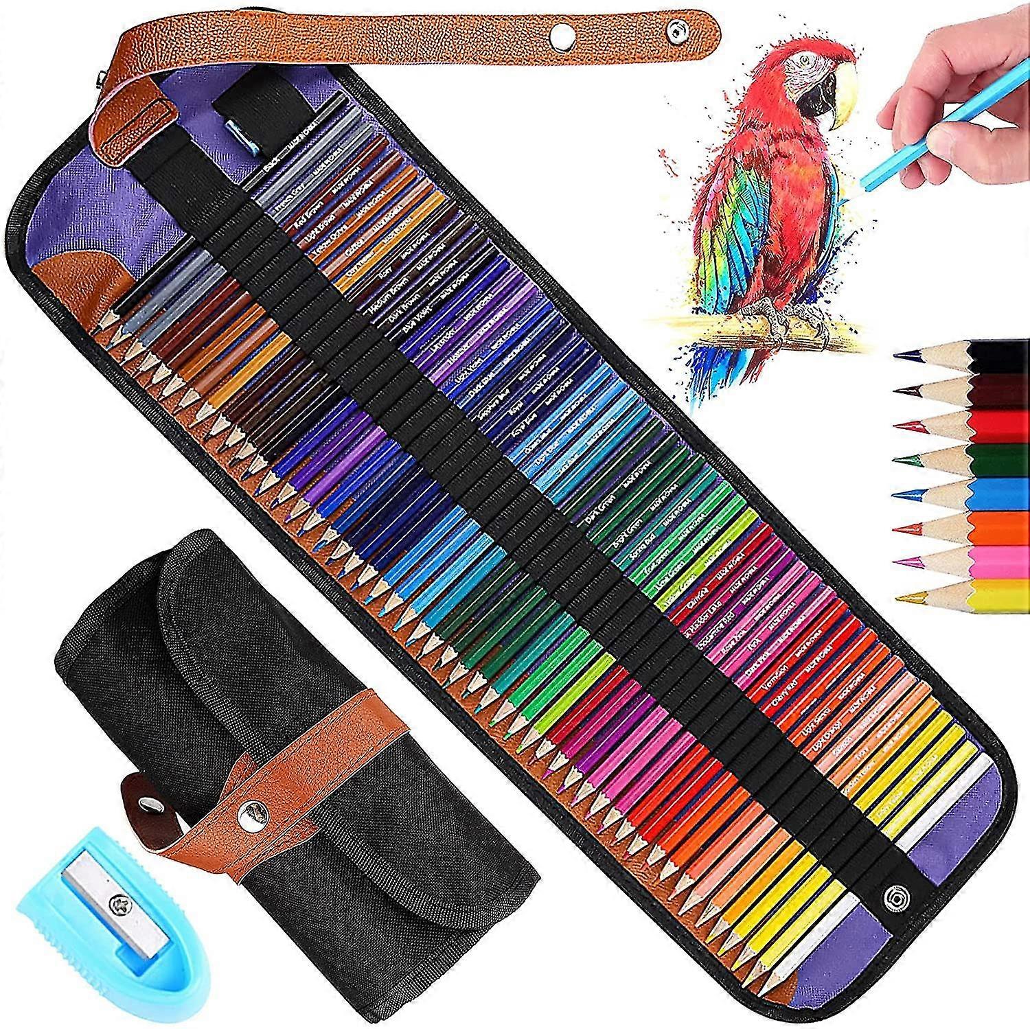 72 Coloring Pencils Set, Hexagonal Coloring Pencils Art Pencils Drawing With Premium Black Rollable Canvas Case For Artists, Kids & Adults, With Penci