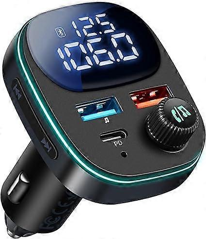 Bluetooth FM Transmitter, PD(30W) & QC 3.0 Car Bluetooth Adapter, Bluetooth 5.3 Cigarette Lighter Socket with LED Display, Bluetooth Car Transmitter