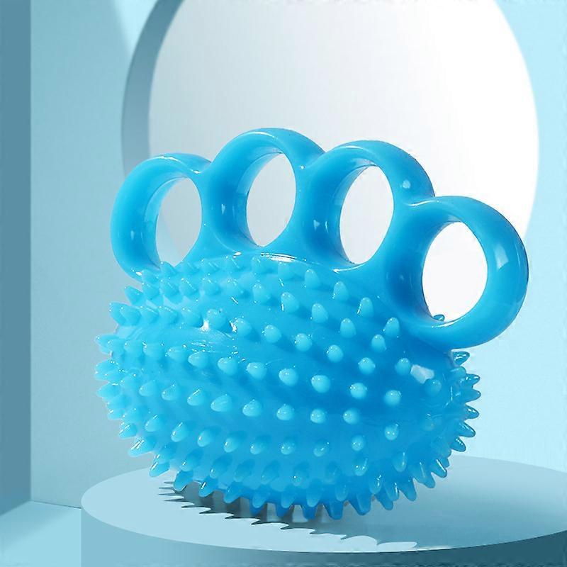 Hand Grip Strengthener with Finger Rings Soft Stretchable Spikey Ball Trainer for Finger and Hand Exercise (Blue)
