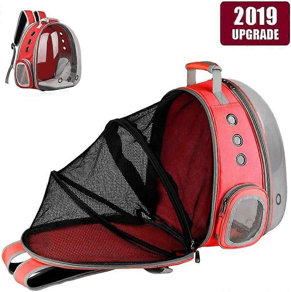 Lelestar Expandable Pet Bubble Backpack [2019 Newest] Foldable Transparent Panoramic Cat Carrier With 9 Venting Hole Breathable Portable Pet Carrier B