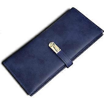 Grande Portafoglio Donna Con Tracolla Rimovibile - Portafoglio Lungo Sfumato Blu Con Doppia Cerniera, 8 Scomparti Carte E Tascone - 2