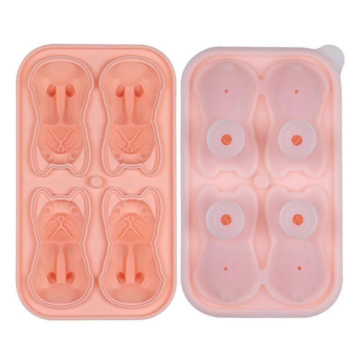 French Bulldog Ice-Cube Mold, 4 Hole Fun Shapes Frenchie Bull Dog Ice-Cube Tray for Whiskey,Cocktail, Black