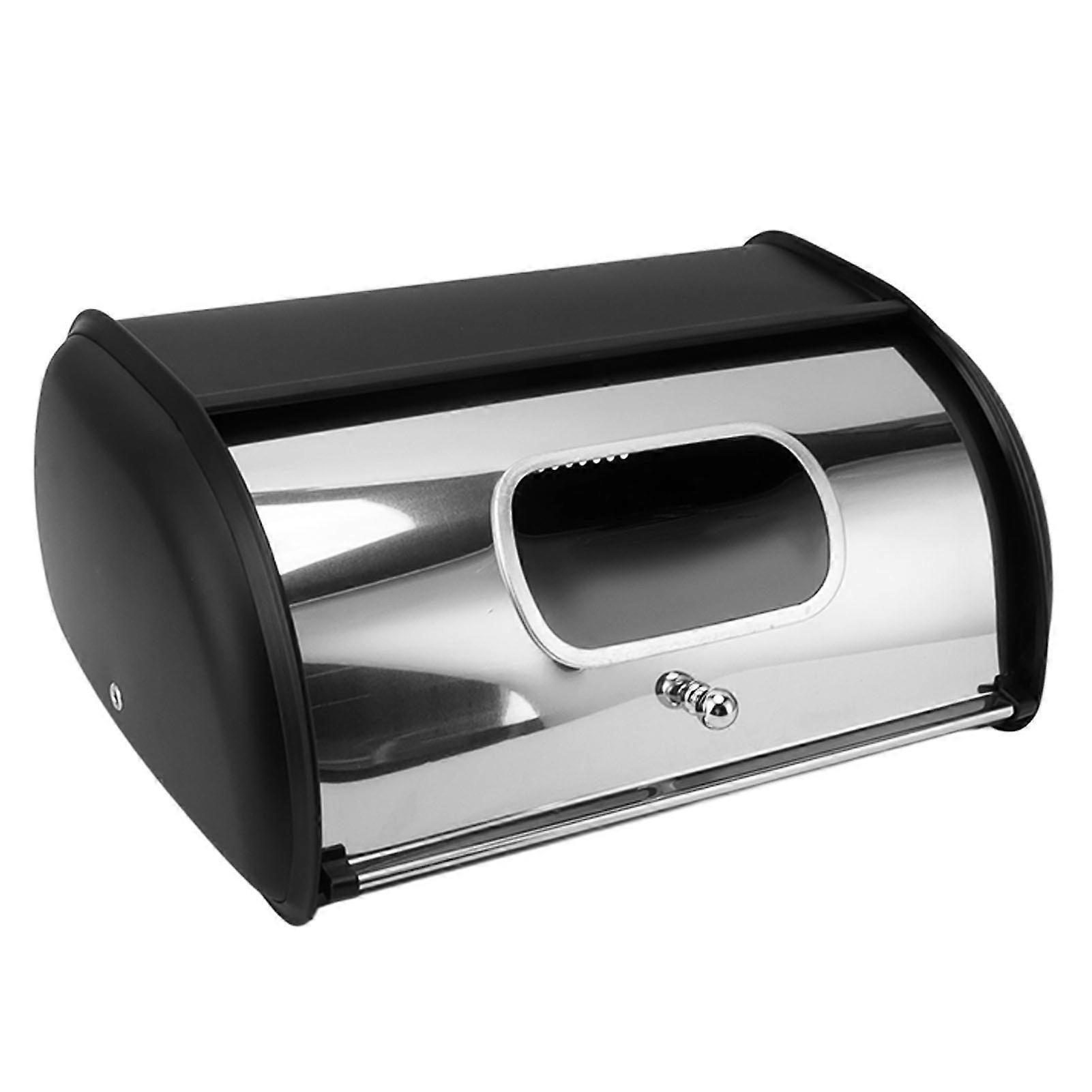 Bread Bin Bread Box Bread Holder Storage Container With Small Window compatible Kitchen Countertop Black