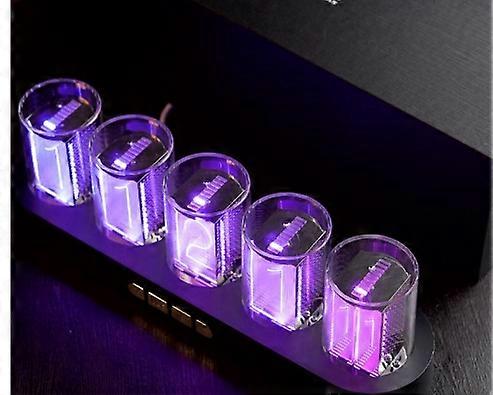 Nixie Tube Digital Clock with RGB LED Electronic Calendar Bedside Clocks Multicoloured 9 Display Modes Creative Retro for Home Bedroom Desk Decoration