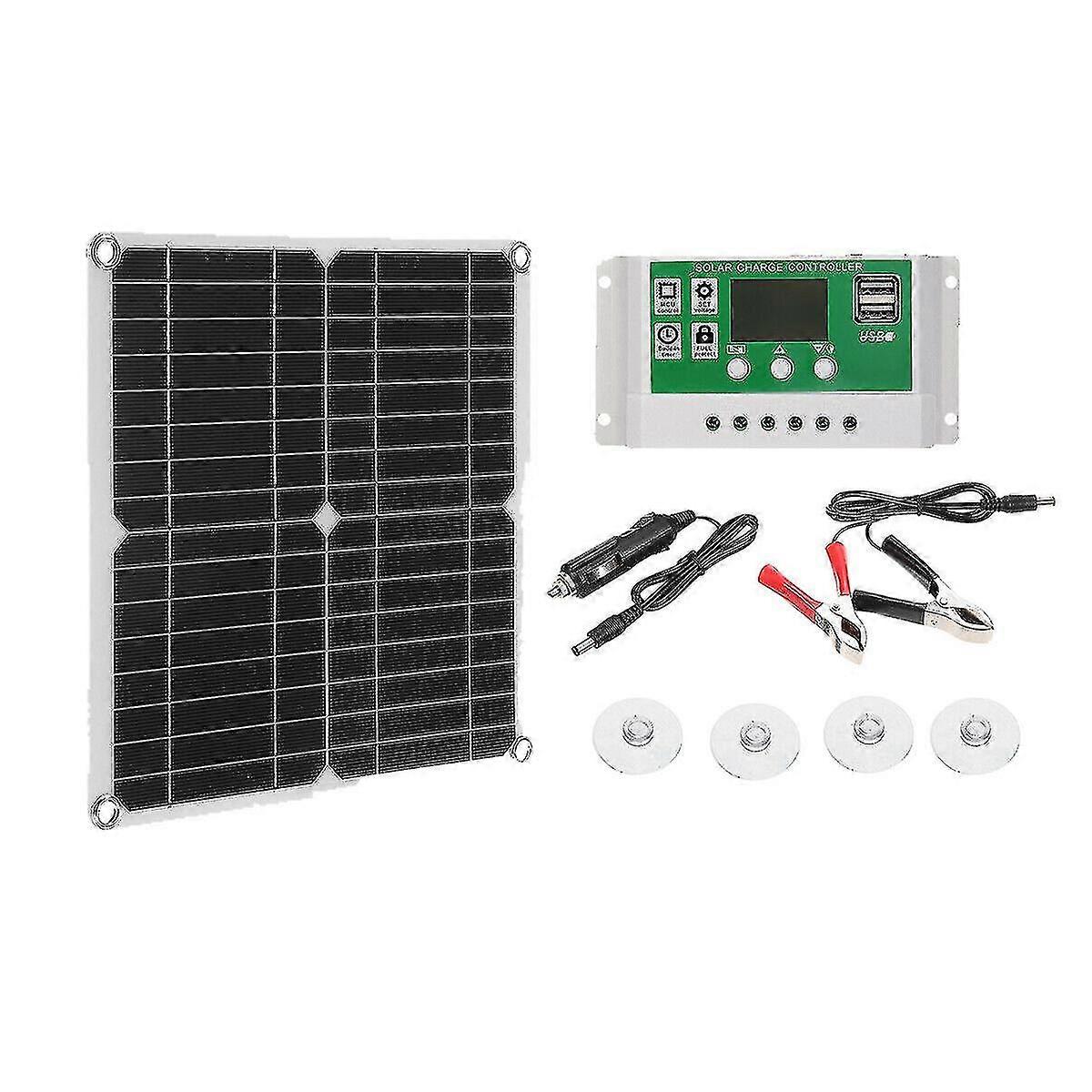 200W solcellepanelsett 60A 12V batterilader med kontroller