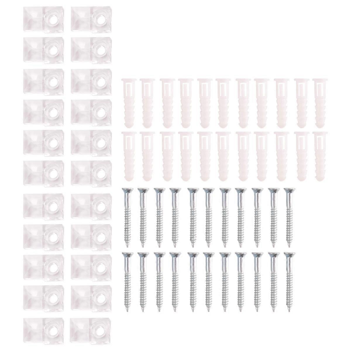 22 Sets of Mirror Holder Clips Kit Crystal Clear Plastic Mirror Clip Mirror Holder Clips Glass Retainer Clips Kit