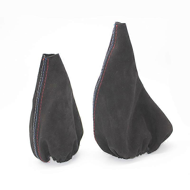 Car Gear Shift Collars Manual Handbrake Gaiter Boot Cover for - 3 Series E36 E46 E30 E34 M3 Z3 Black Suede Leather