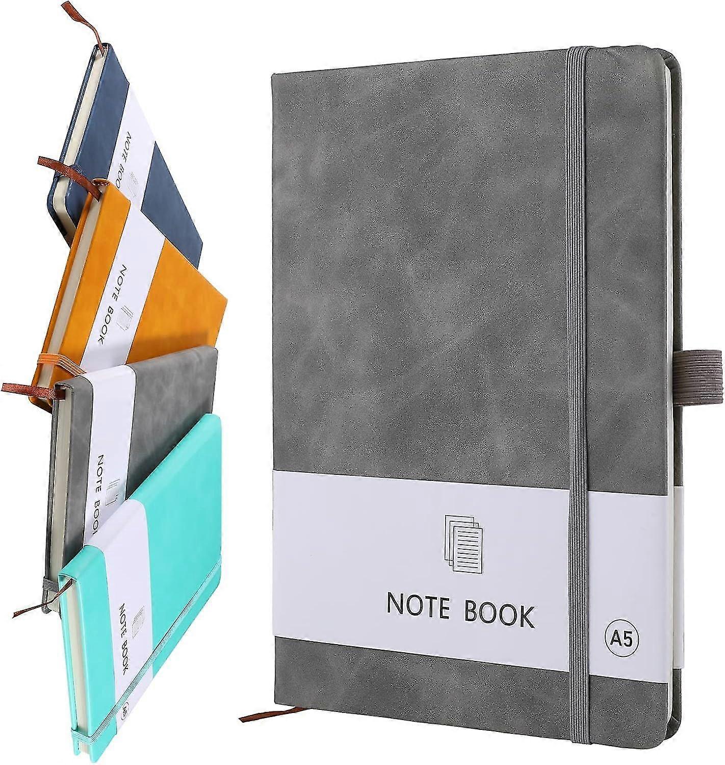 A5 Notebook, Notebook A5 Note Book Note Pad Journal Notebook A5 Notepad PU Leather Notebook Note Taking 200 Pages (100 Sheets)- Gray