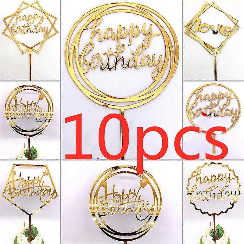 Décorations De Gâteau "Joyeux Anniversaire" En Acrylique - Chiffres 0 à 9 Inclus Pour Personnaliser Ton Dessert