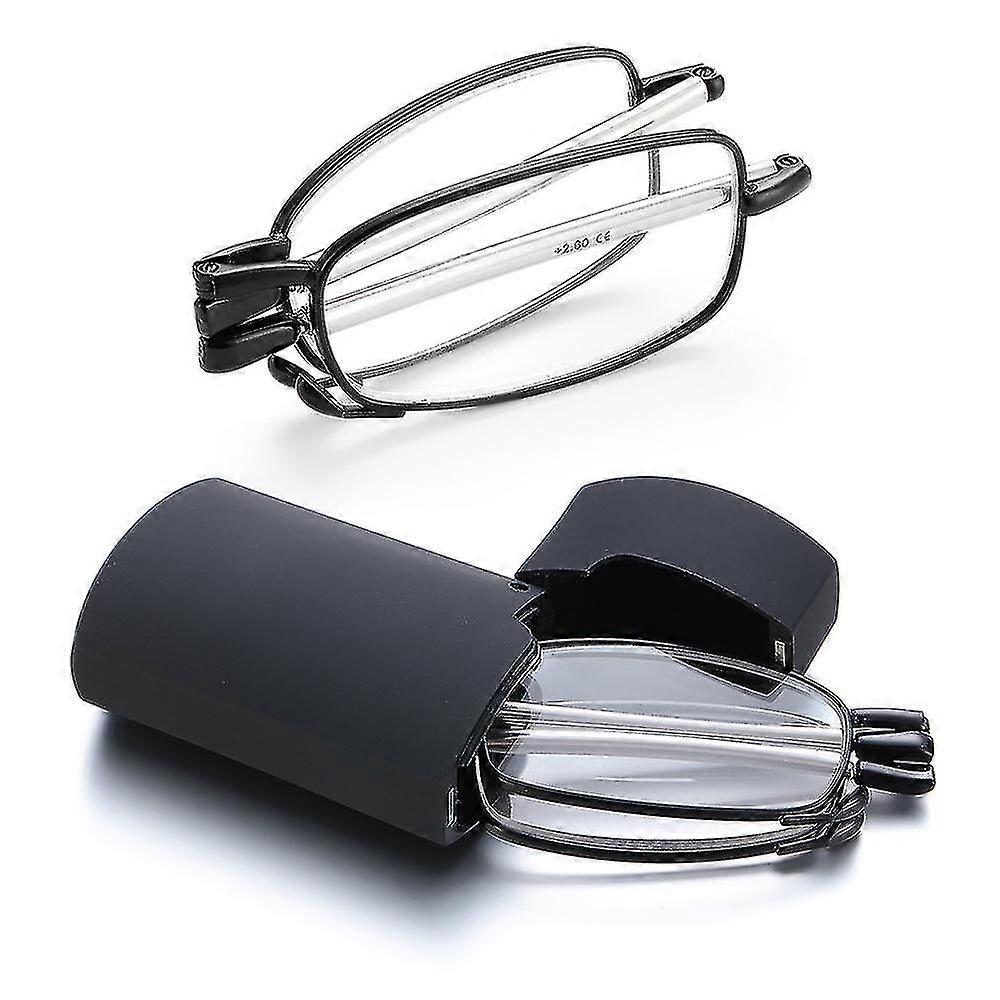 Lunettes de lecture pliables unisexes avec étui, branches télescopiques, rotation, pour presbytie, soins de la vue +1,0-4,0 - Lunettes de soleil de cyclisme