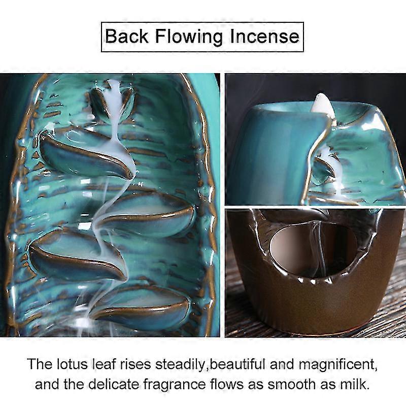 Backflow Ceramic Mountain Waterfall Smoke Incense Burner +10 Cone Fragrances Blue