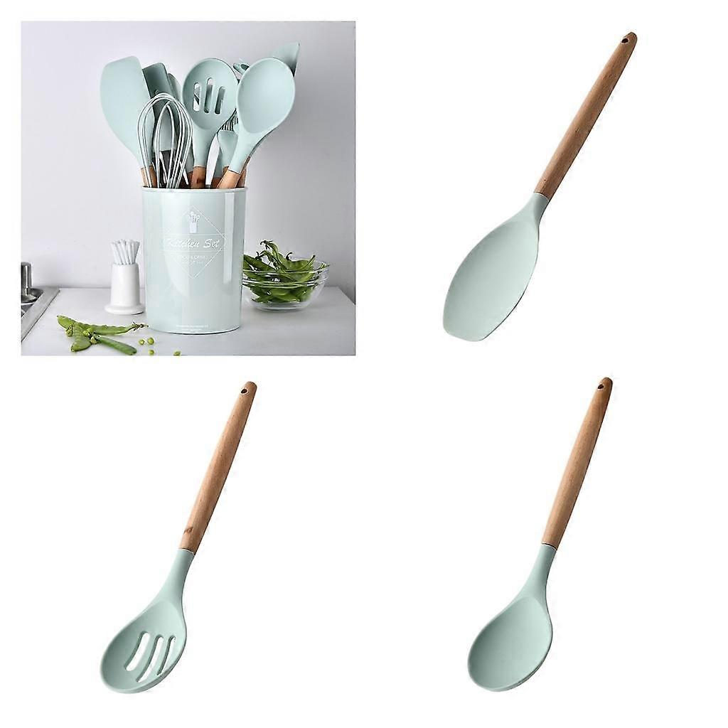 3pc Non Stick Spoon Cooking Utensil Set Household Kitchenware Light Green