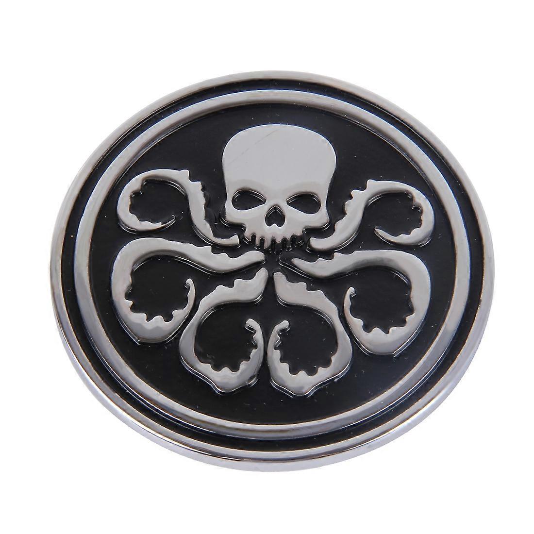 Skull Pattern Circular Shape Shining Metal Car Free Sticker