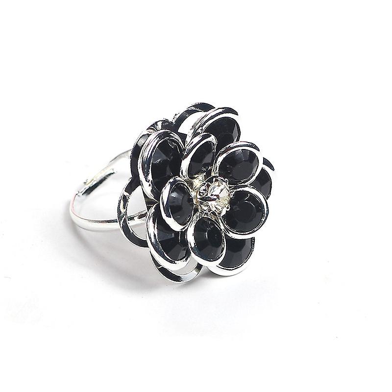 Multi-layer Petals Rhinestone Simple Versatile Large Flower Fashionable Ring