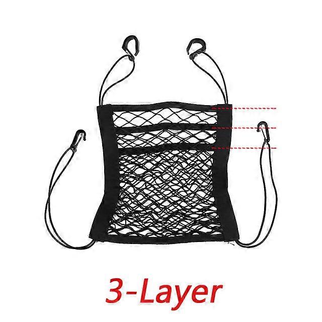 3-Layer Car Storage Net Bag Between Seats Car Divider Pet Barrier Stretchable Elastic Mesh Bag Organizer Auto Accessories