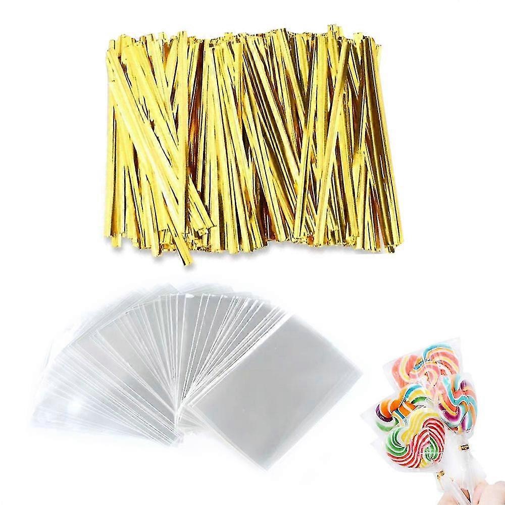 300 Pcs Cake Pop Bags, Treat Bags, Clear Cello Bags With 760 Twist Ties - For Lollipop Candy, Chocolate, Cookie Wrapping, Buffet