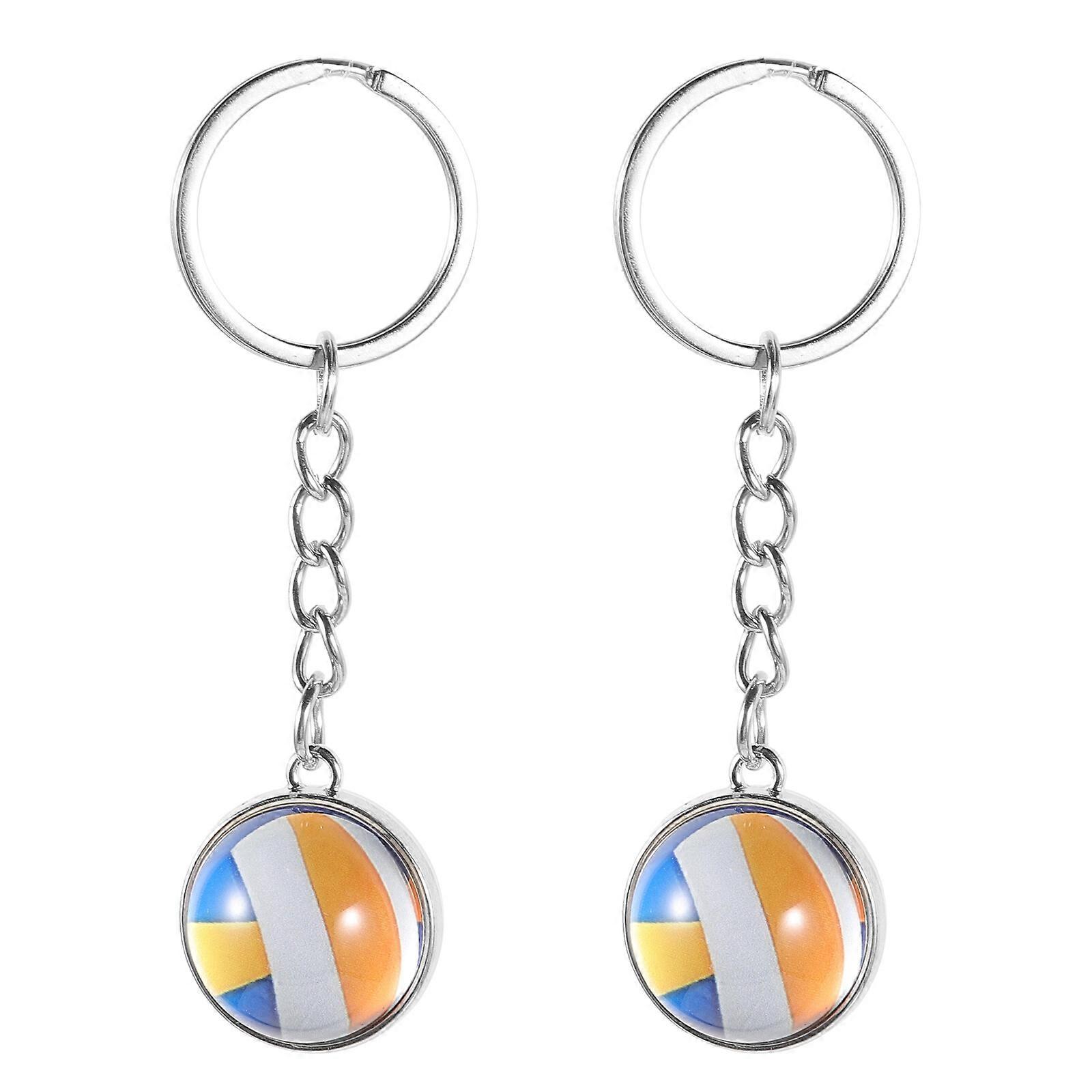 2Pcs Portable Key Chains Multi-function Glass Volleyball Bag Pendants Exquisite Keychain Decors