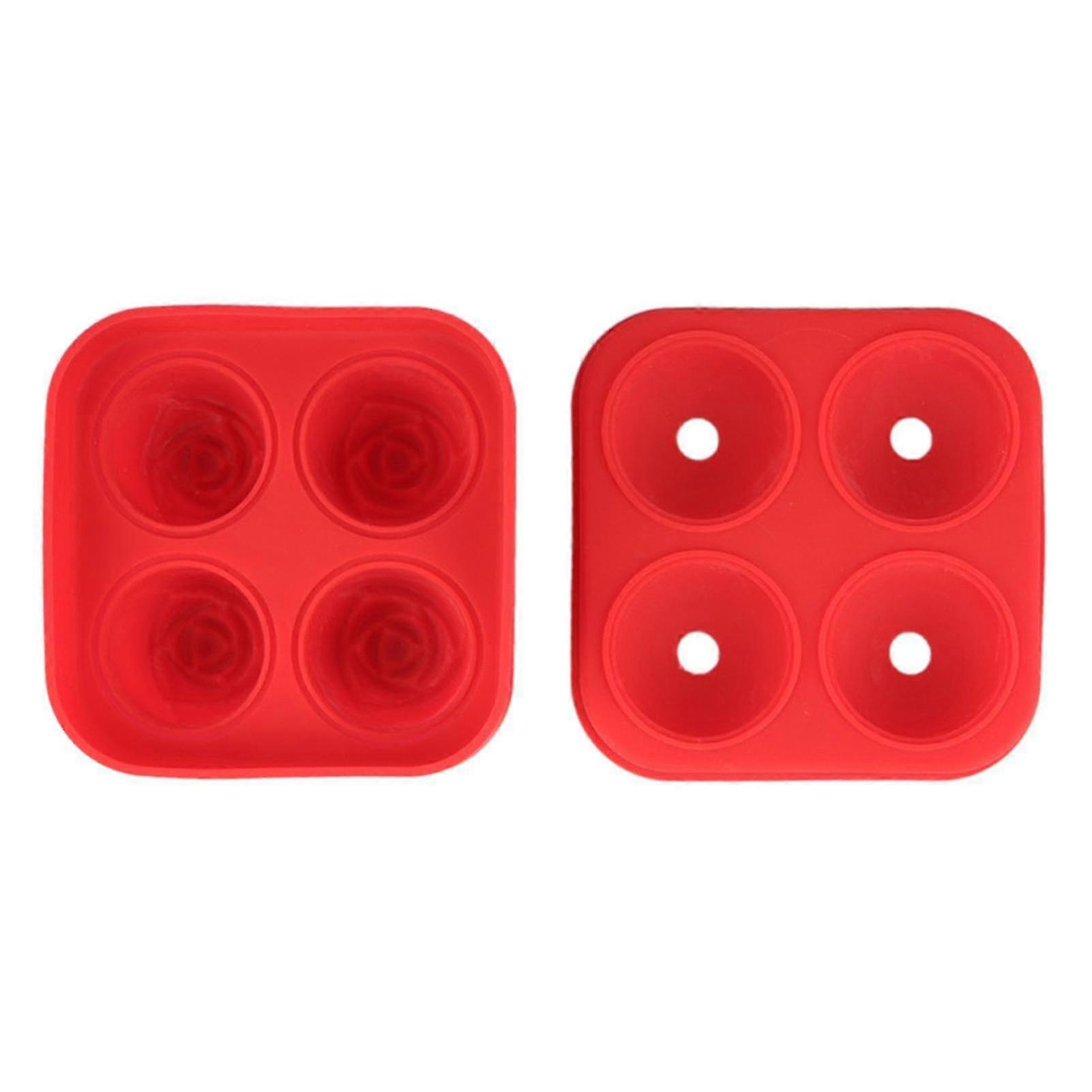 Ice Cube Tray Stackable Leak-proof Rose Shape 4-cavity Ice Cube Tray For Drink