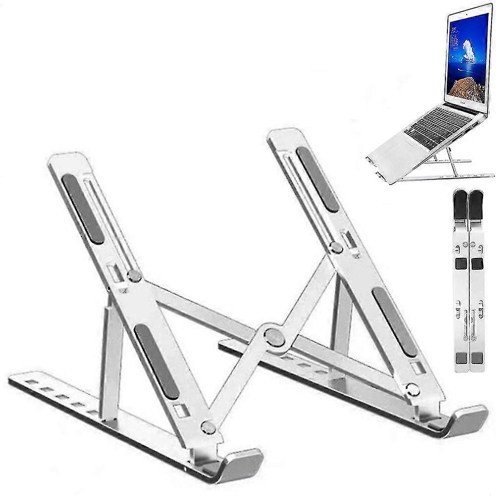 Silver Laptop Stand, Laptop Holder Riser Computer Stand, Adjustable Aluminum Foldable Portable Notebook Stand, More 10-15.6 Laptops And Tablets