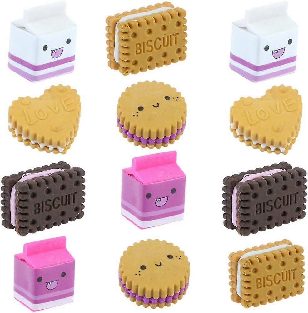 12pcs eraser, cute eraser, cartoon eraser